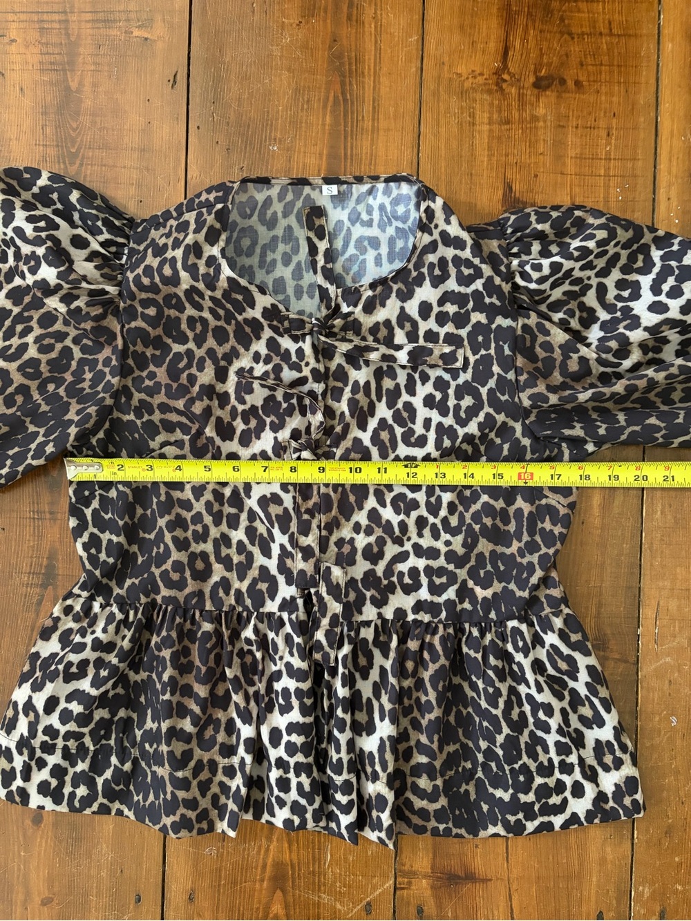 Leopard Print Peplum Blouse - Brown/Black - Picture 4 of 5